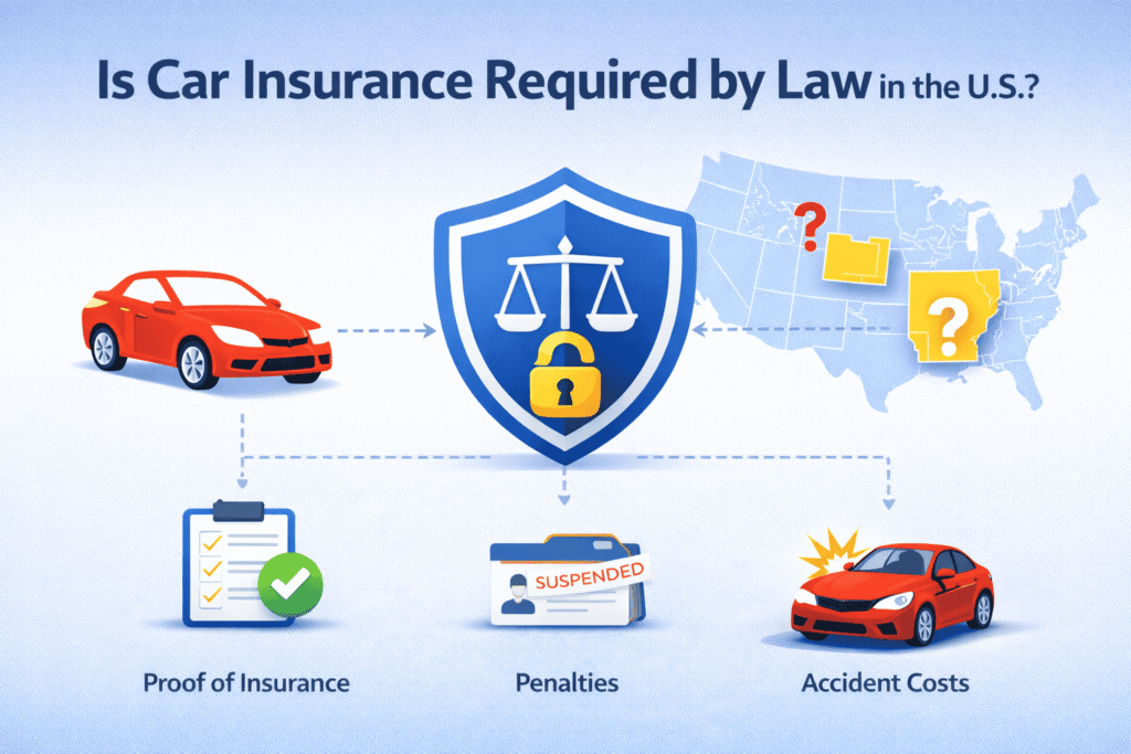 Is car insurance required diagram showing U.S. legal requirements